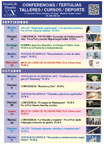 PROGRAMA DE ACTIVIDADES Septiembre-Octubre